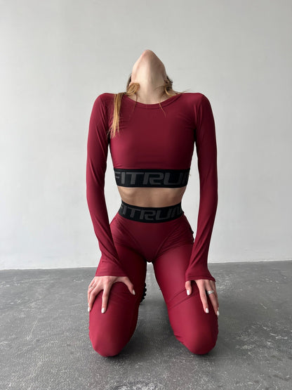 FITRUN Long Sleeve Midi Brend "Beet Red"