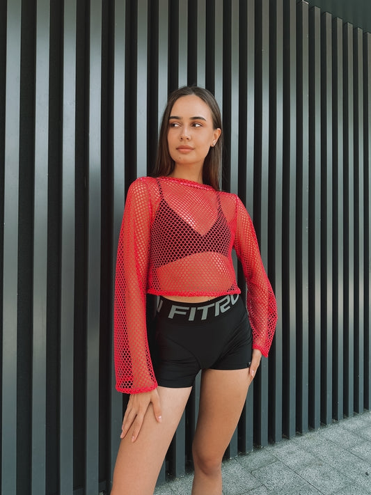 Укорочений рашгард FITRUN Rashguard Palm Mesh "Red Big"