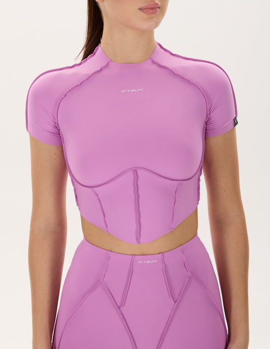 Tricou scurtat Rashguard FITRUN Rashguard-Corset Versa "Fuchsia VE"
