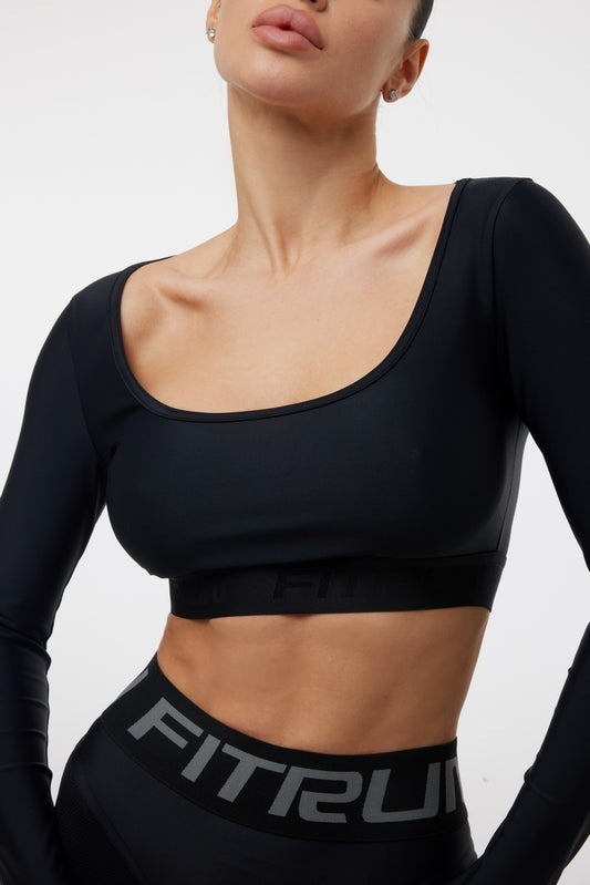 Shortened Rashguard FITRUN Rashguard Bliss "Total Black"