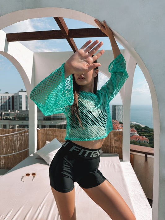 Укорочений рашгард FITRUN Rashguard Palm Mesh "Mint Big"