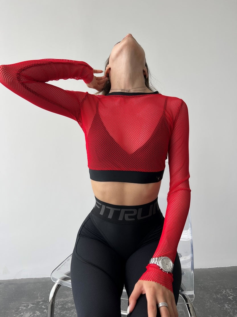 Укорочений рашгард FITRUN Rashguard Midi Mesh "Red"