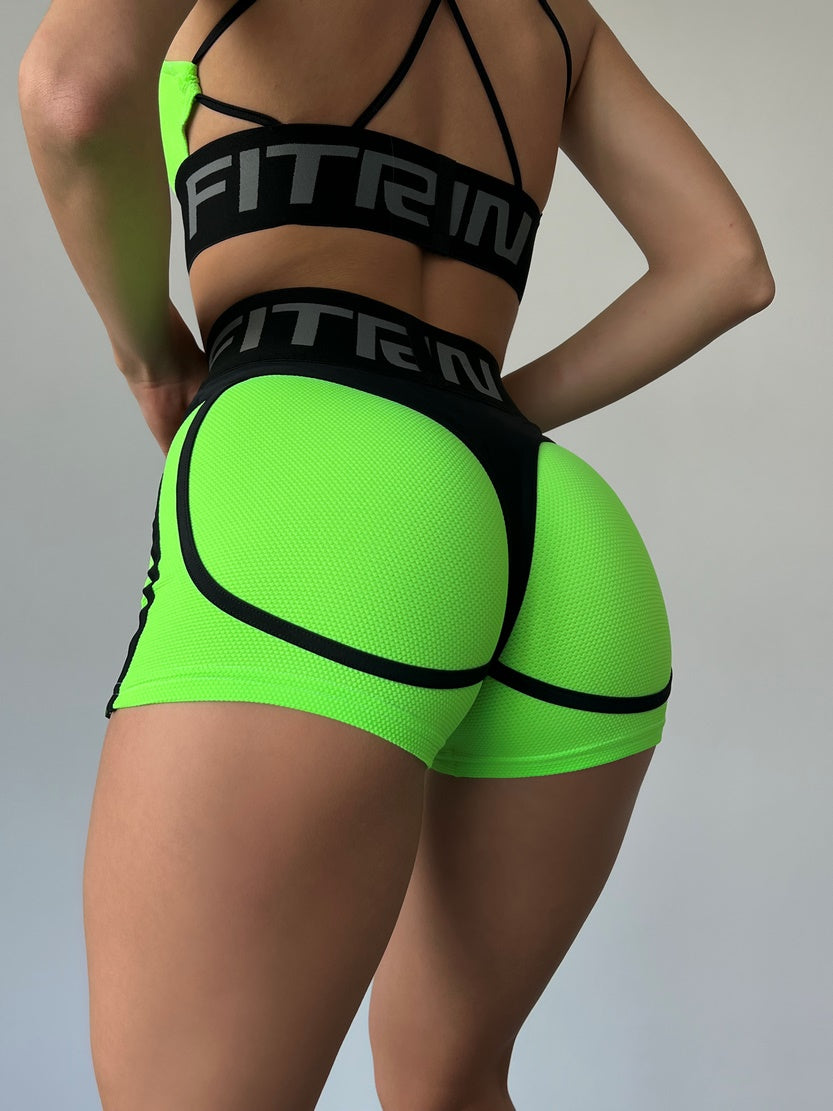 Shorts FITRUN Shorts Super Nuts "Neon Green Relief"