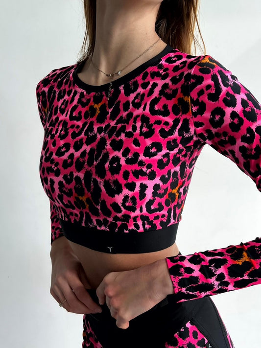 Укорочений рашгард FITRUN Rashguard Midi "Leo Pink"