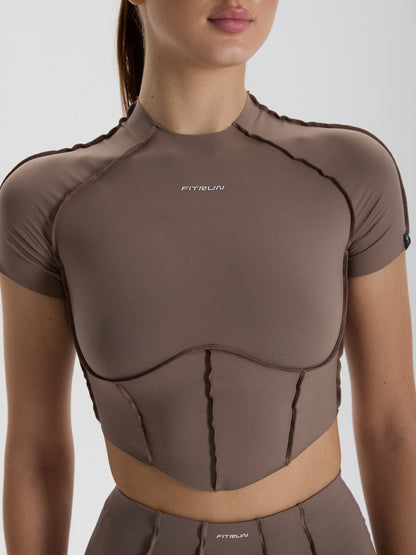 Tricou scurtat Rashguard FITRUN Rashguard-Corset Versa "Sand VE"