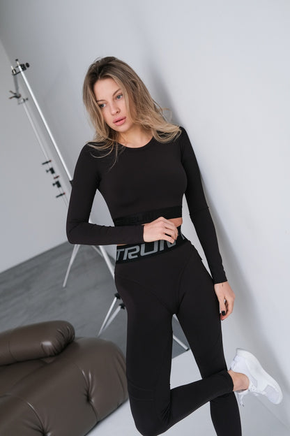 FITRUN Long Sleeve Midi "Total Black Soft"