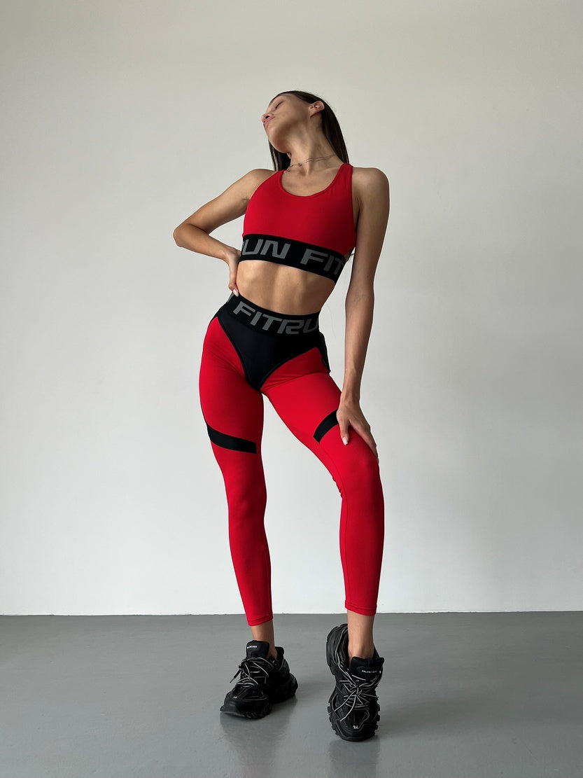 Leggings FITRUN Leggings Super Nuts Push-Up "Red Relief"