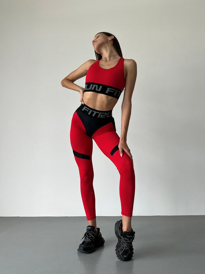 Leggings FITRUN Leggings Super Nuts Push-Up "Red Relief"