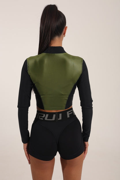 Рашгард FITRUN Rashguard Cropped ZIP "Olive Blaze"