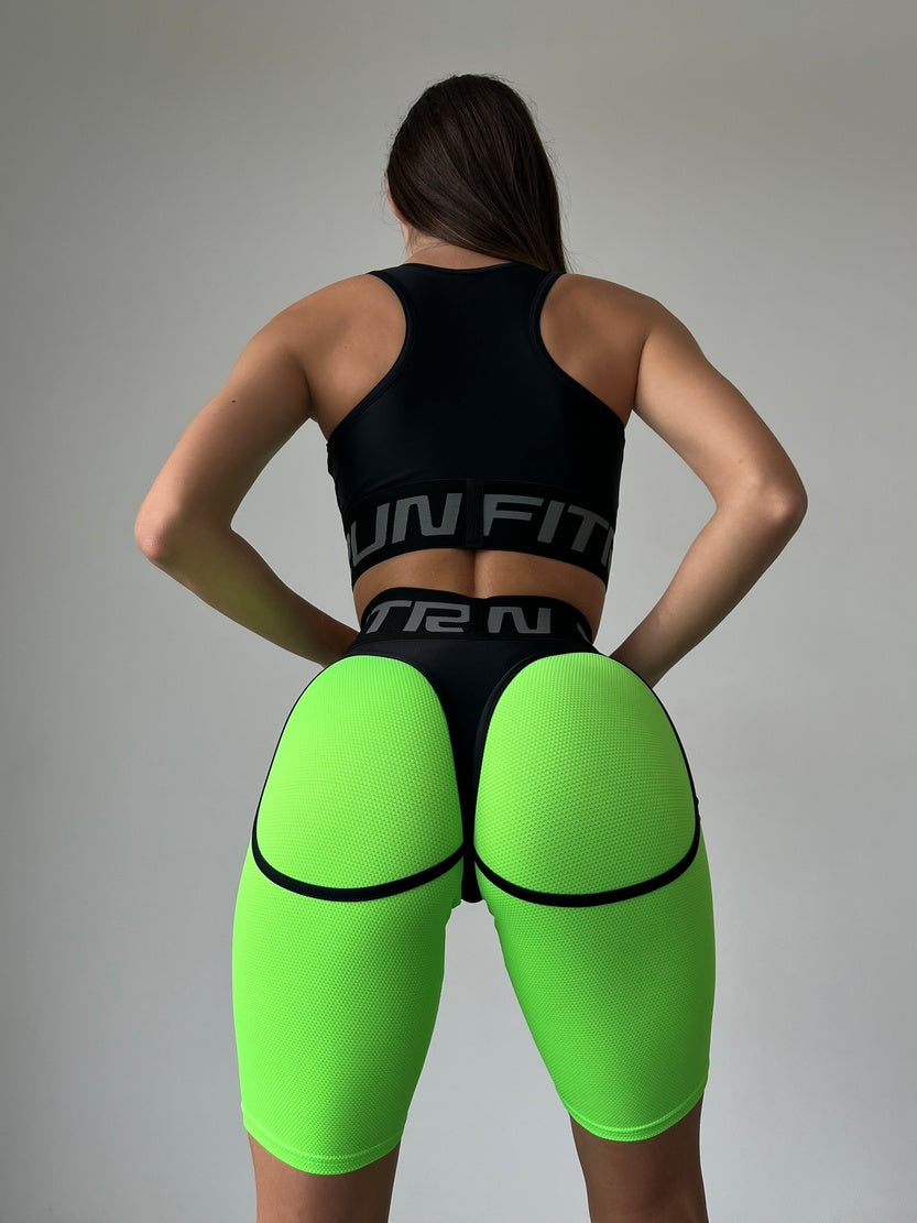 Cycling Short FITRUN Cycling Super Nuts "Neon Green Relief"
