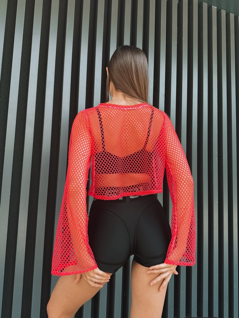 Укорочений рашгард FITRUN Rashguard Palm Mesh "Red Big"