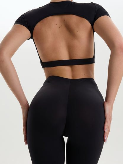 Crop T-shirt FITRUN Open "Black VE"