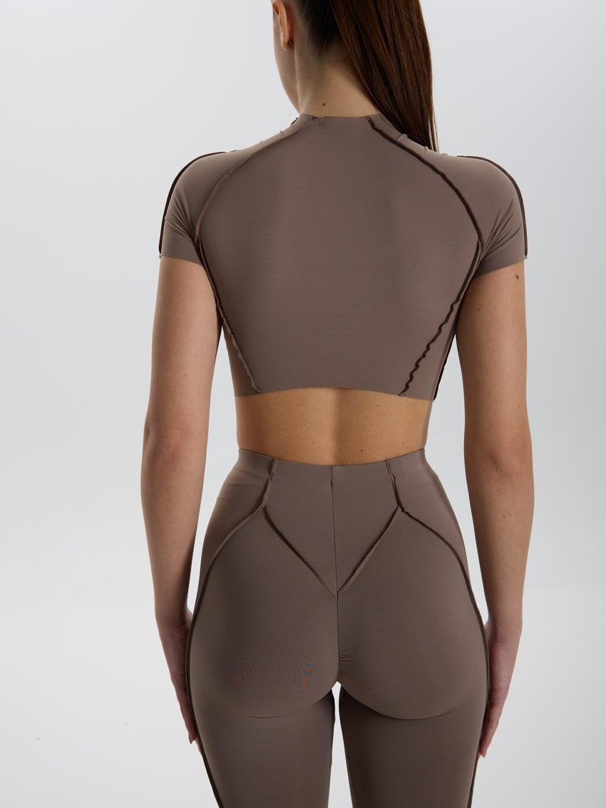 Tricou scurtat Rashguard FITRUN Rashguard-Corset Versa "Sand VE"