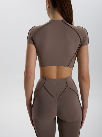 Tricou scurtat Rashguard FITRUN Rashguard-Corset Versa "Sand VE"