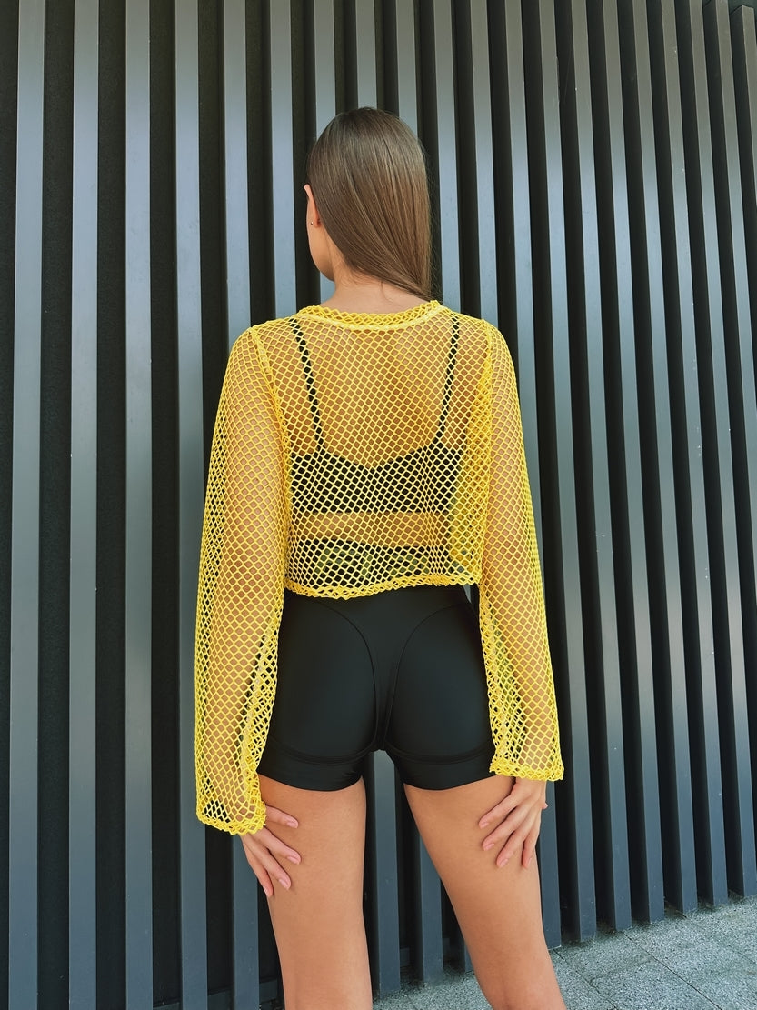 Укорочений рашгард FITRUN Rashguard Palm Mesh "Yellow Big"