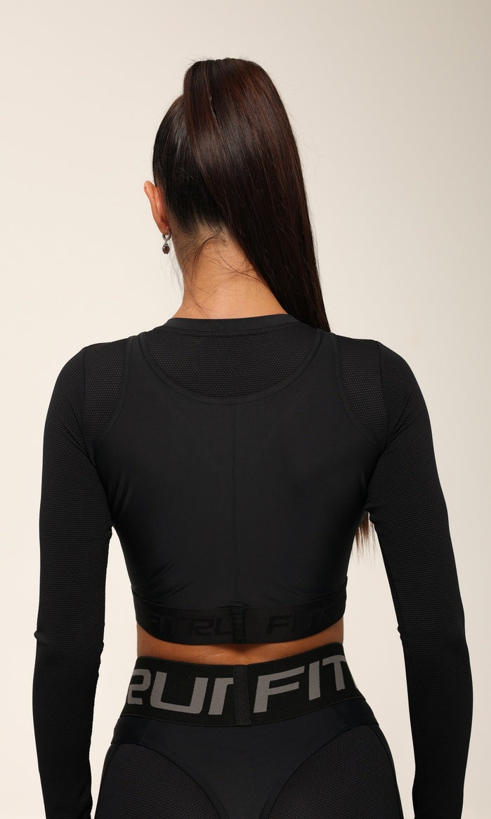 FITRUN Long Sleeve NICE "Total Black Relief"