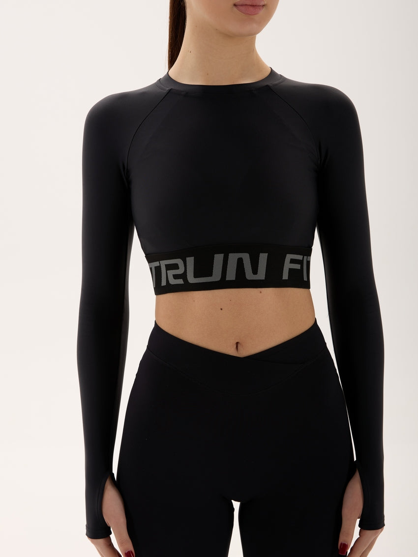 FITRUN Long Sleeve Midi Open Back "Total Black"