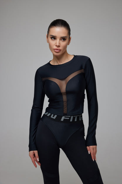 Shortened Rashguard FITRUN Rashguard Y "Total Black"