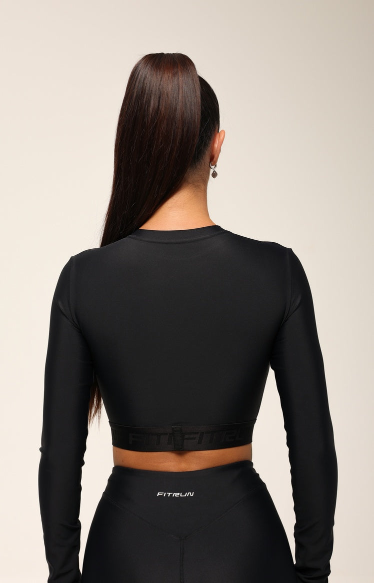 Shortened Rashguard FITRUN Rashguard Midi "Total Black"