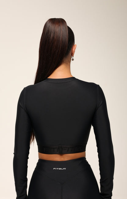 Shortened Rashguard FITRUN Rashguard Midi "Total Black"