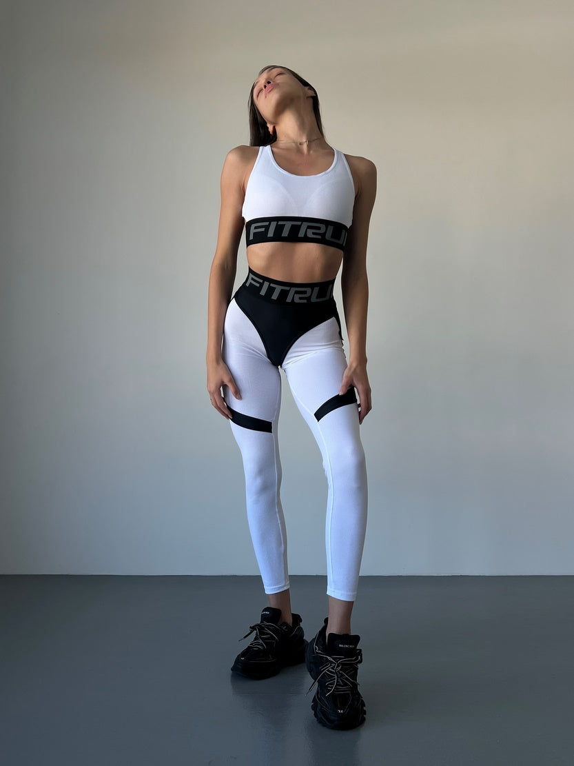 Leggings FITRUN Leggings Super Nuts Push-Up "White Relief"