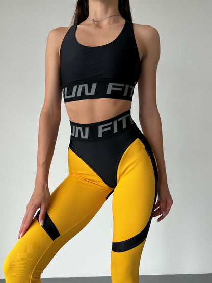 Leggings FITRUN Leggings Super Nuts Push-Up "Yellow Relief"