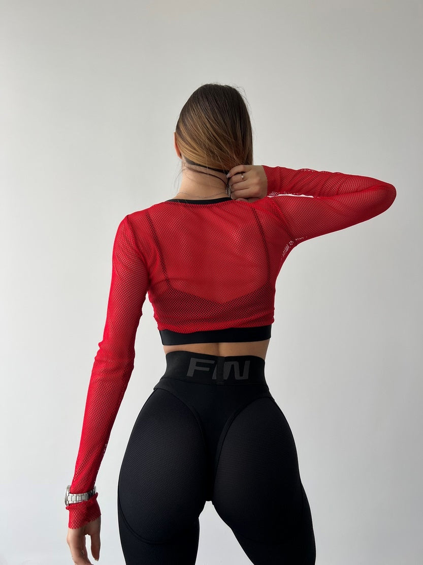 Укорочений рашгард FITRUN Rashguard Midi Mesh "Red"