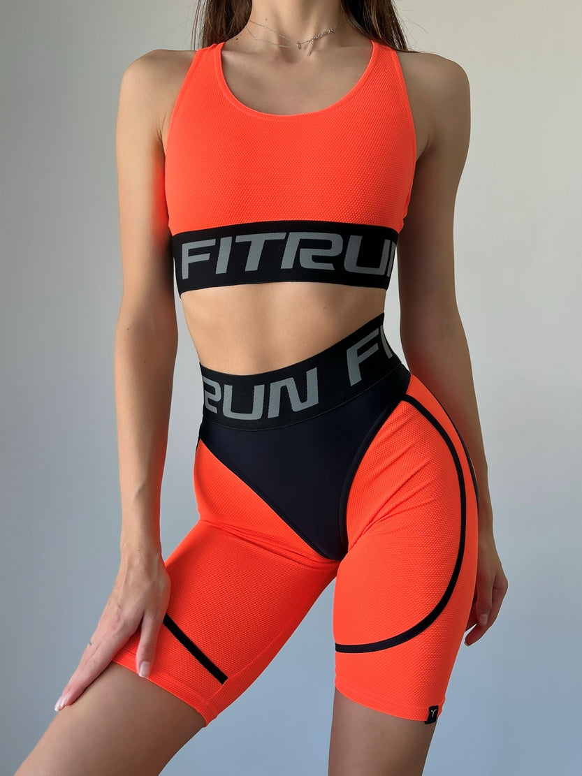 Cycling Short FITRUN Cycling Super Nuts "Orange Relief"
