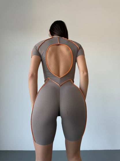 Jumpsuit FITRUN BodySuit Short Versa "Sand VE Orange Line"