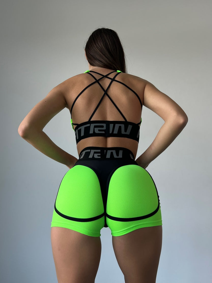 Shorts FITRUN Shorts Super Nuts "Neon Green Relief"