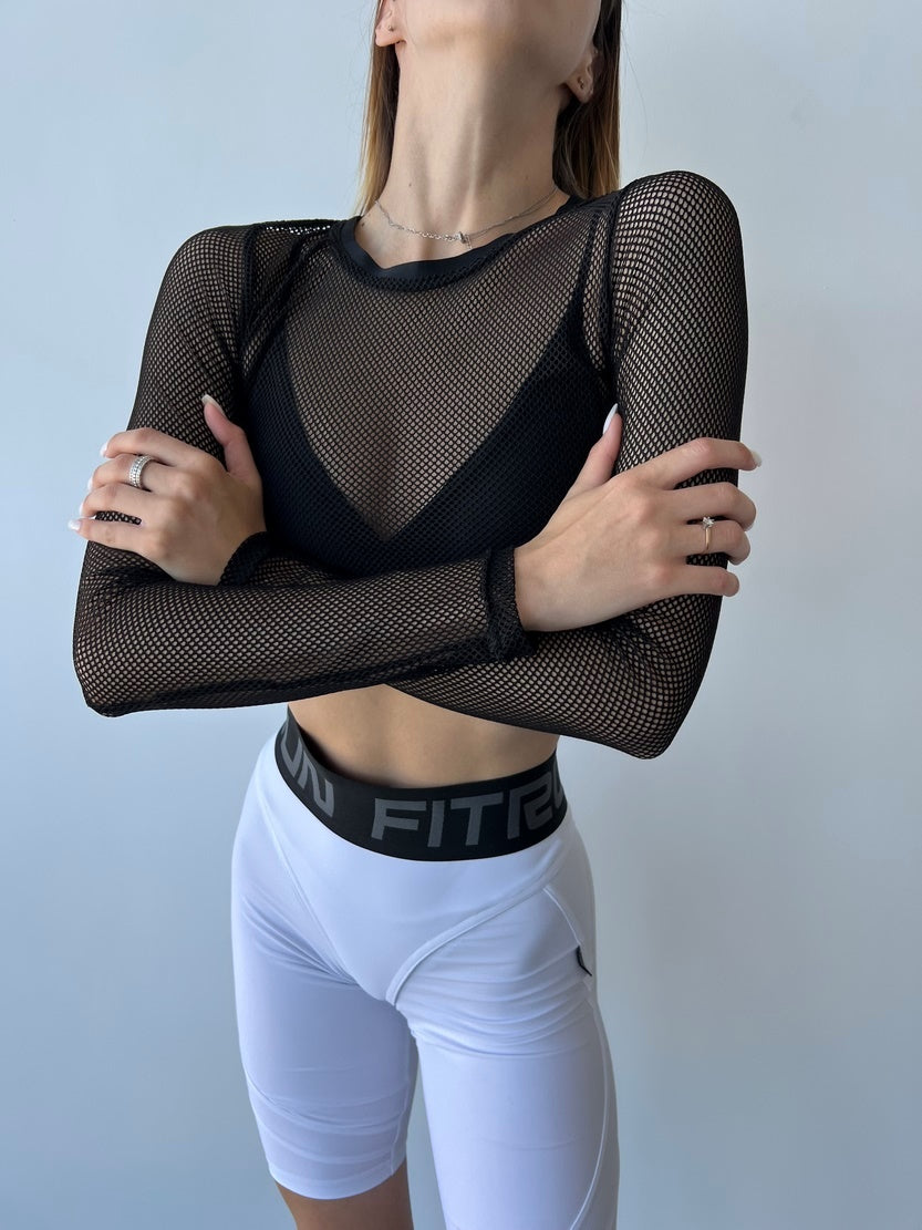 Укорочений рашгард FITRUN Rashguard Midi Mesh "Black"