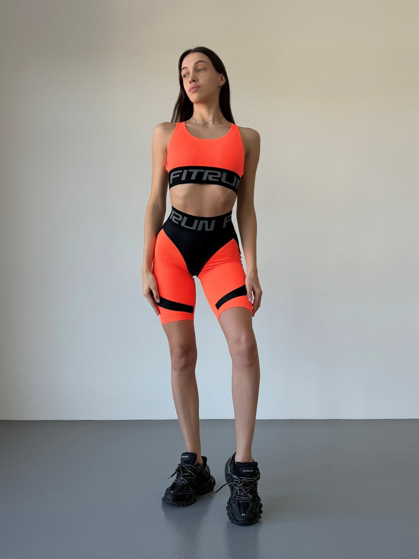 Cycling Short FITRUN Cycling Super Nuts Push-Up "Orange Relief"