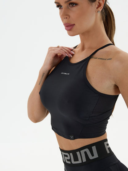 Sports Top FITRUN Crop Top "Black"