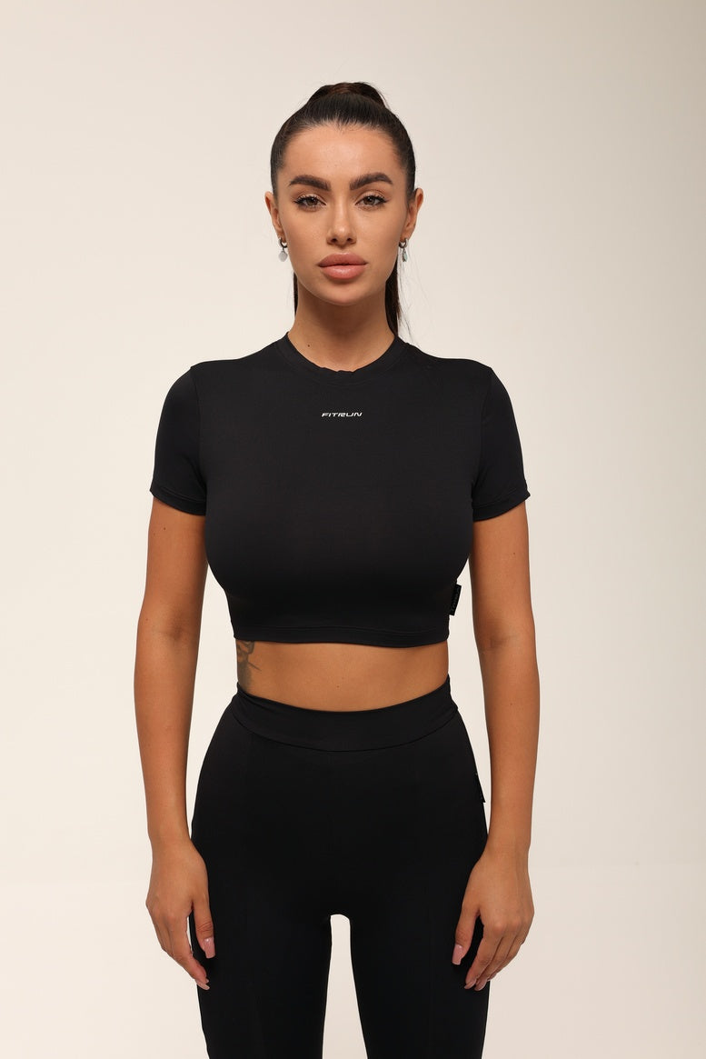 Футболка укорочена FITRUN T-shirt Short SKIN BASE "Black VE"