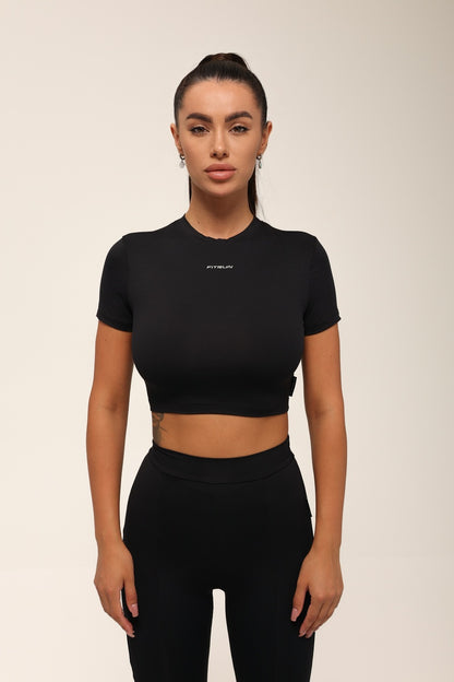 Футболка укорочена FITRUN T-shirt Short SKIN BASE "Black VE"