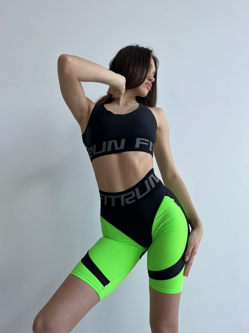 Cycling Short FITRUN Cycling Super Nuts Push-Up "Neon Green Relief"