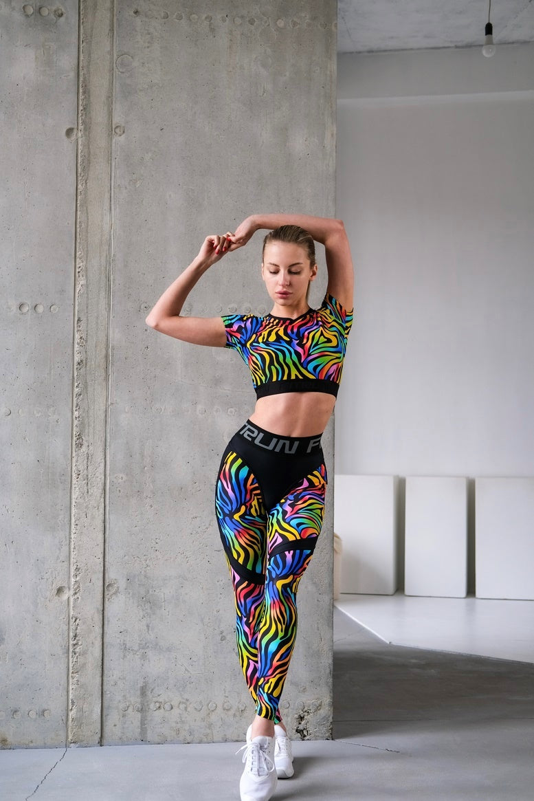 Легінси FITRUN Leggings Super Nuts Push-Up "Colourful Zebra"