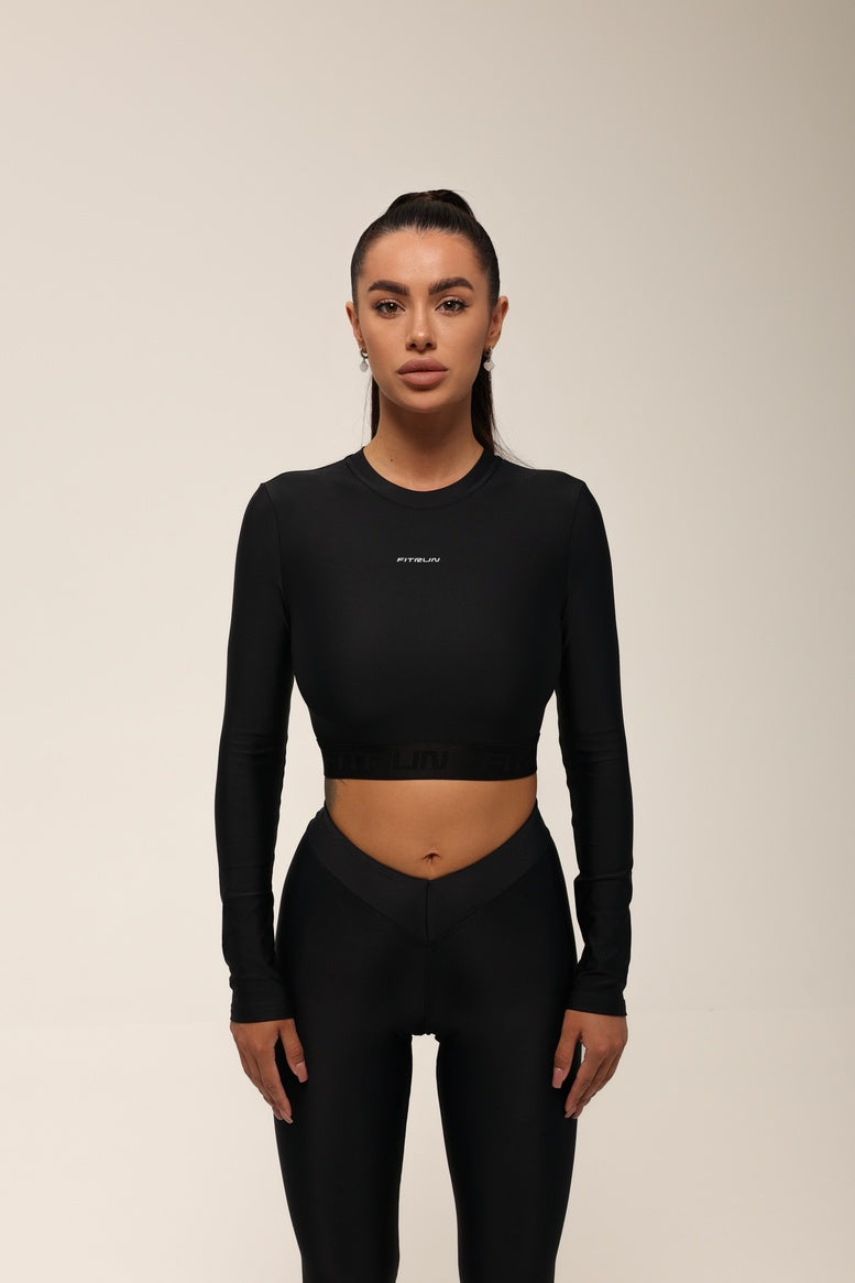 Shortened Rashguard FITRUN Rashguard Midi "Total Black"