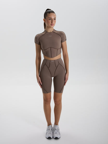 Tricou scurtat Rashguard FITRUN Rashguard-Corset Versa "Sand VE"