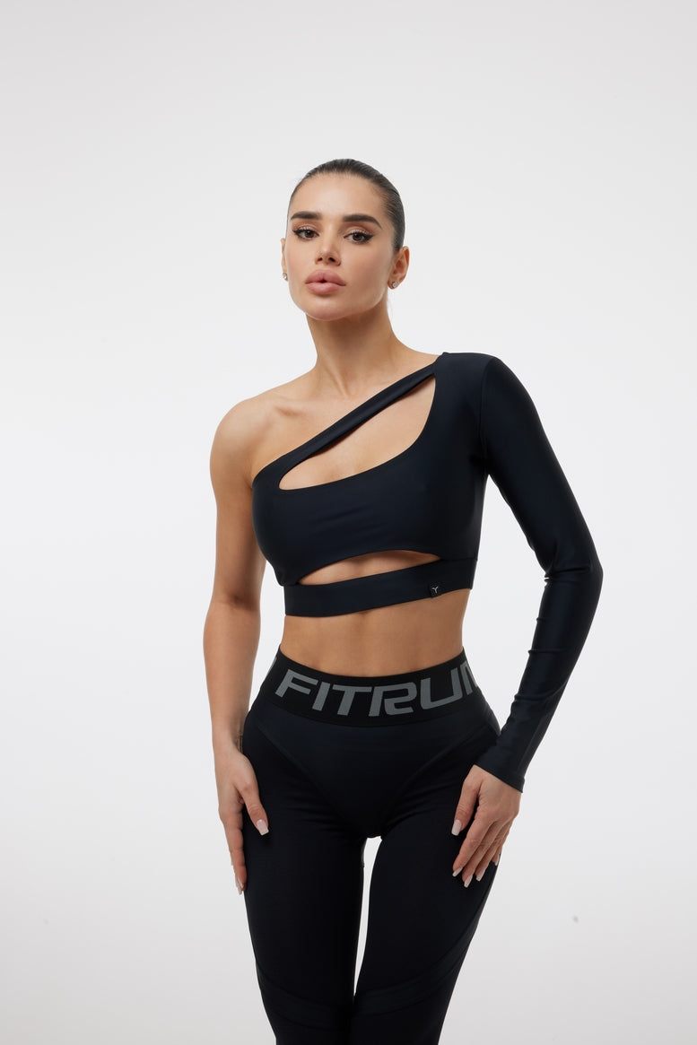FITRUN Long Sleeve Racy Top "Total Black"