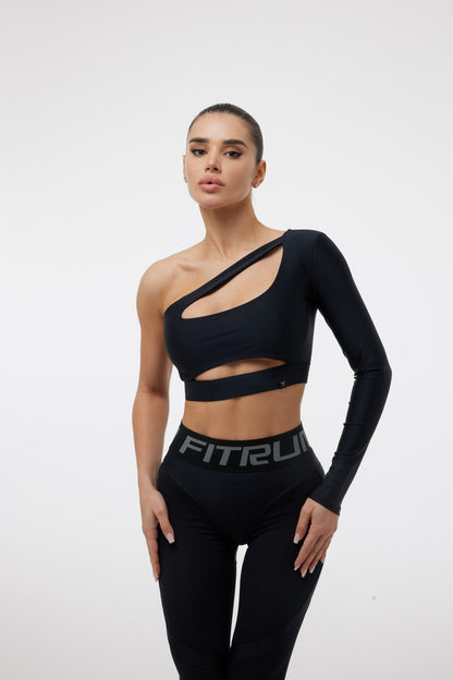 FITRUN Long Sleeve Racy Top "Total Black"