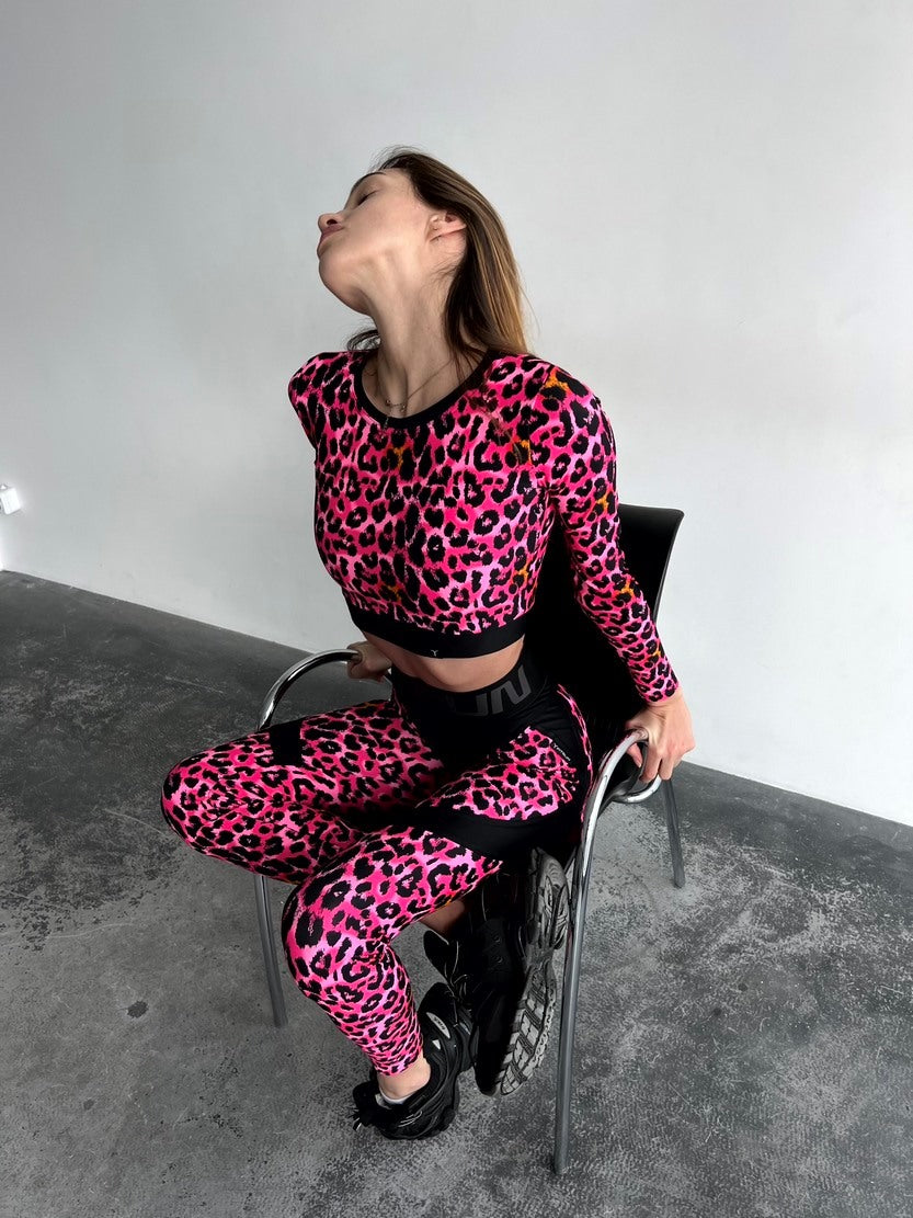 Укорочений рашгард FITRUN Rashguard Midi "Leo Pink"