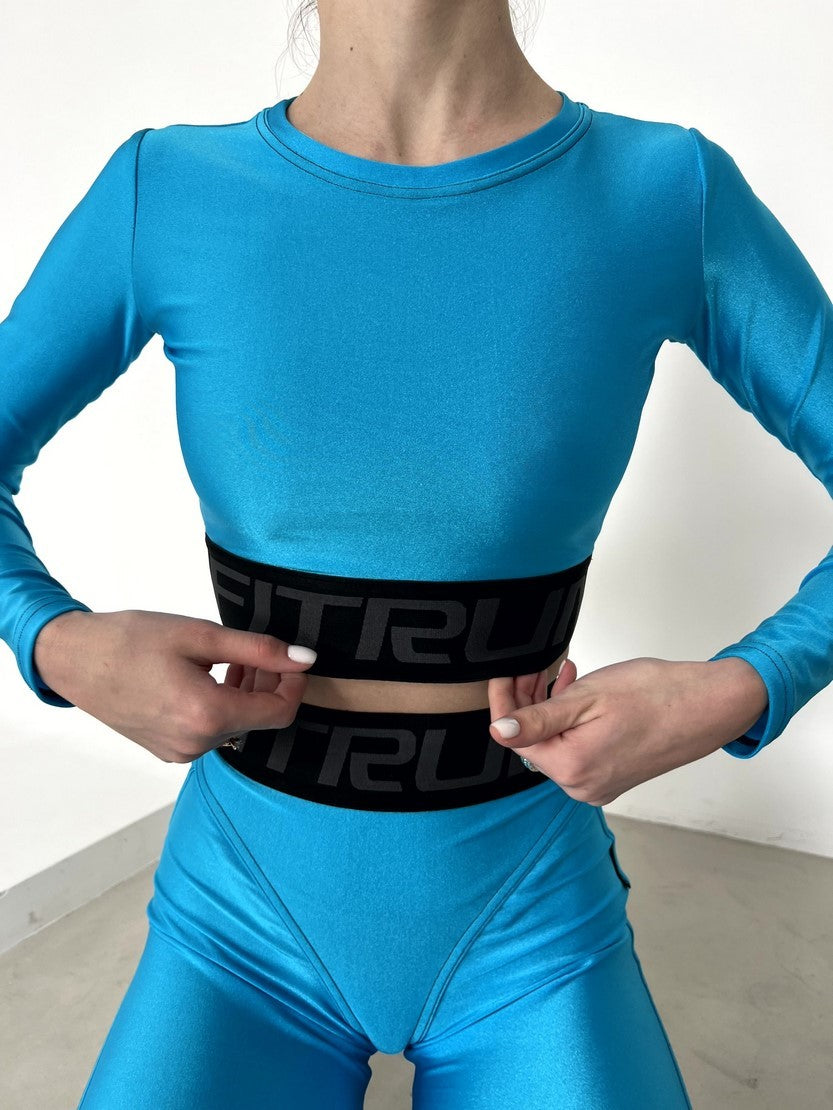 Укорочений рашгард FITRUN Rashguard Midi Brend "Shine Azure"