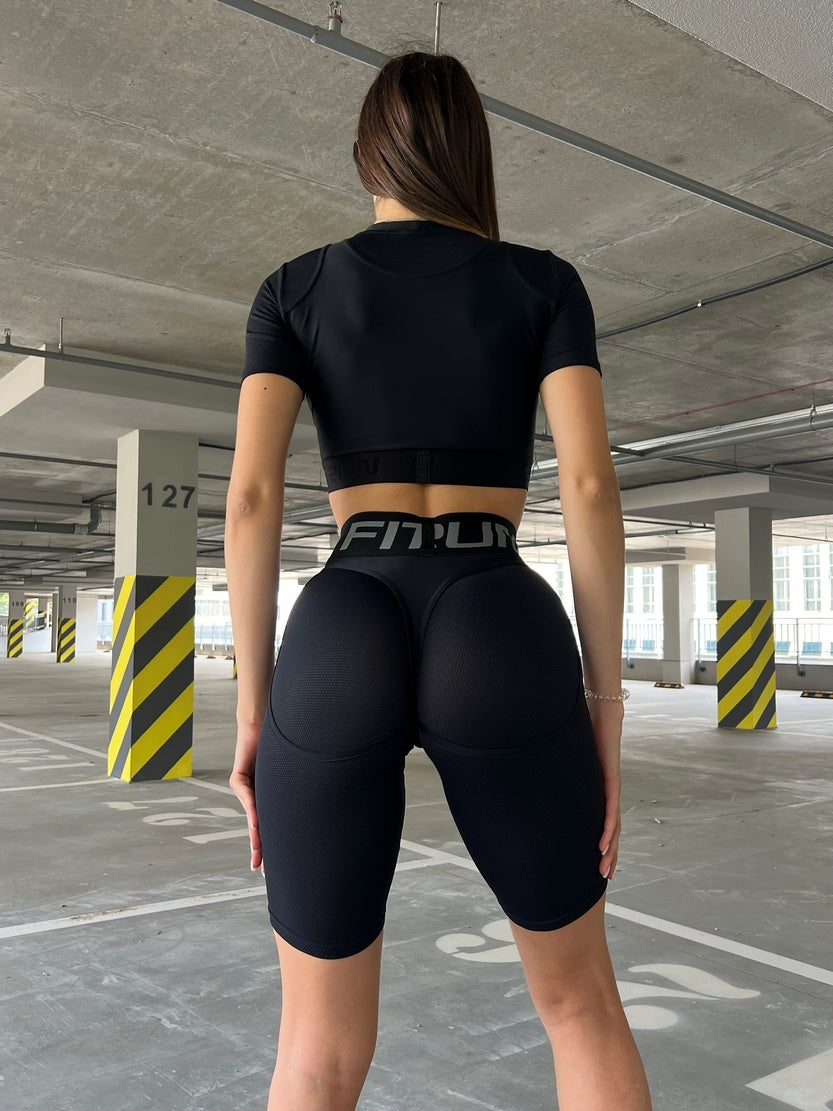 Cycling Short FITRUN Cycling Super Nuts "Total Black Relief"