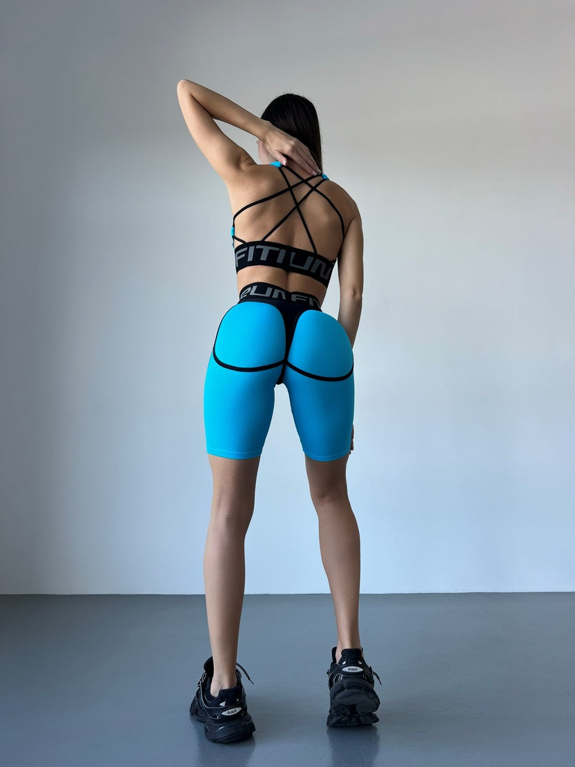 Cycling Short FITRUN Cycling Super Nuts "Sky Blue Relief"