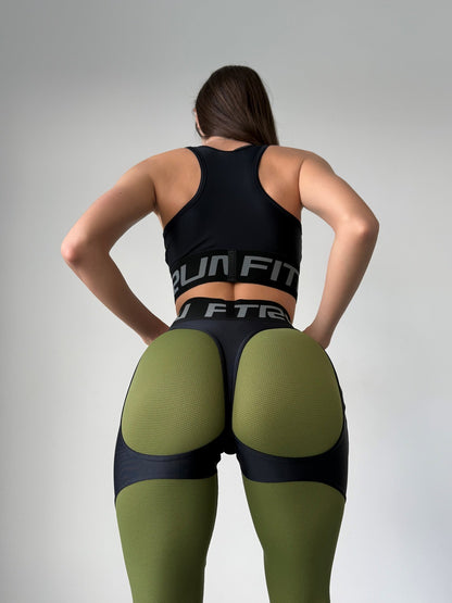 Leggings FITRUN Leggings Super Nuts Push-Up "Khaki Relief"
