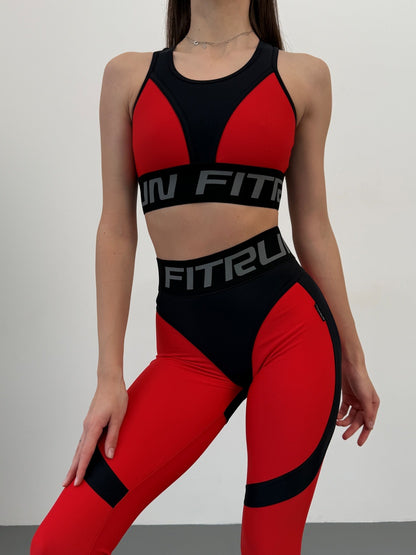 Leggings FITRUN Leggings Super Nuts Push-Up "Red"