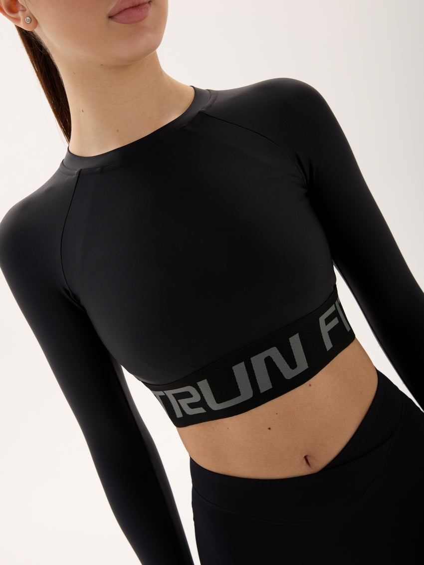 FITRUN Long Sleeve Midi Open Back "Total Black"