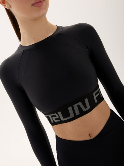 FITRUN Long Sleeve Midi Open Back "Total Black"