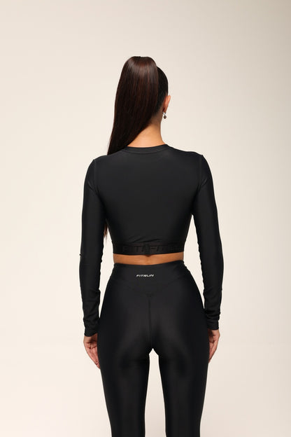 Shortened Rashguard FITRUN Rashguard Midi "Total Black"